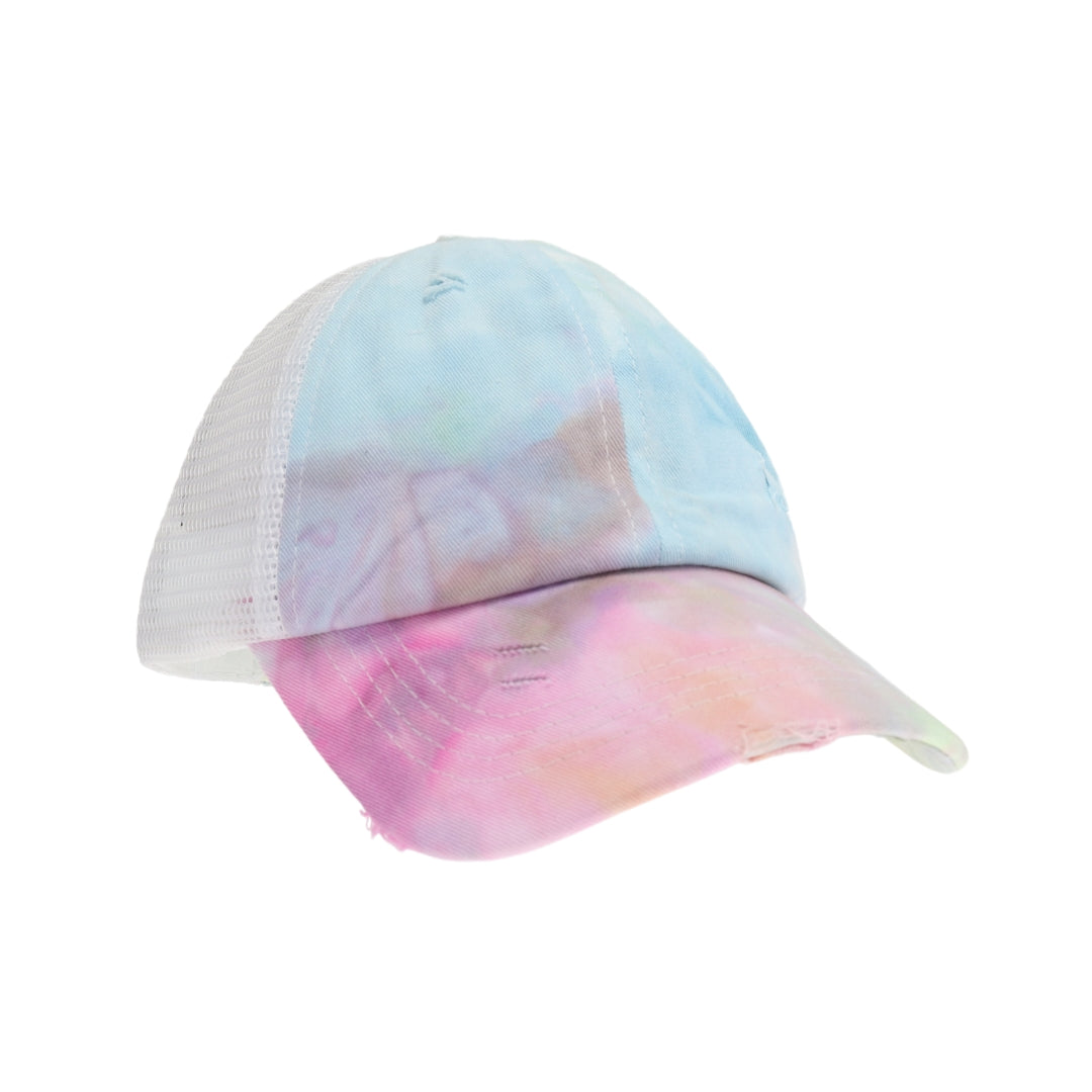 Kids Tie Dye Criss-Cross High Ponytail CC Ball Cap KIDSBT791