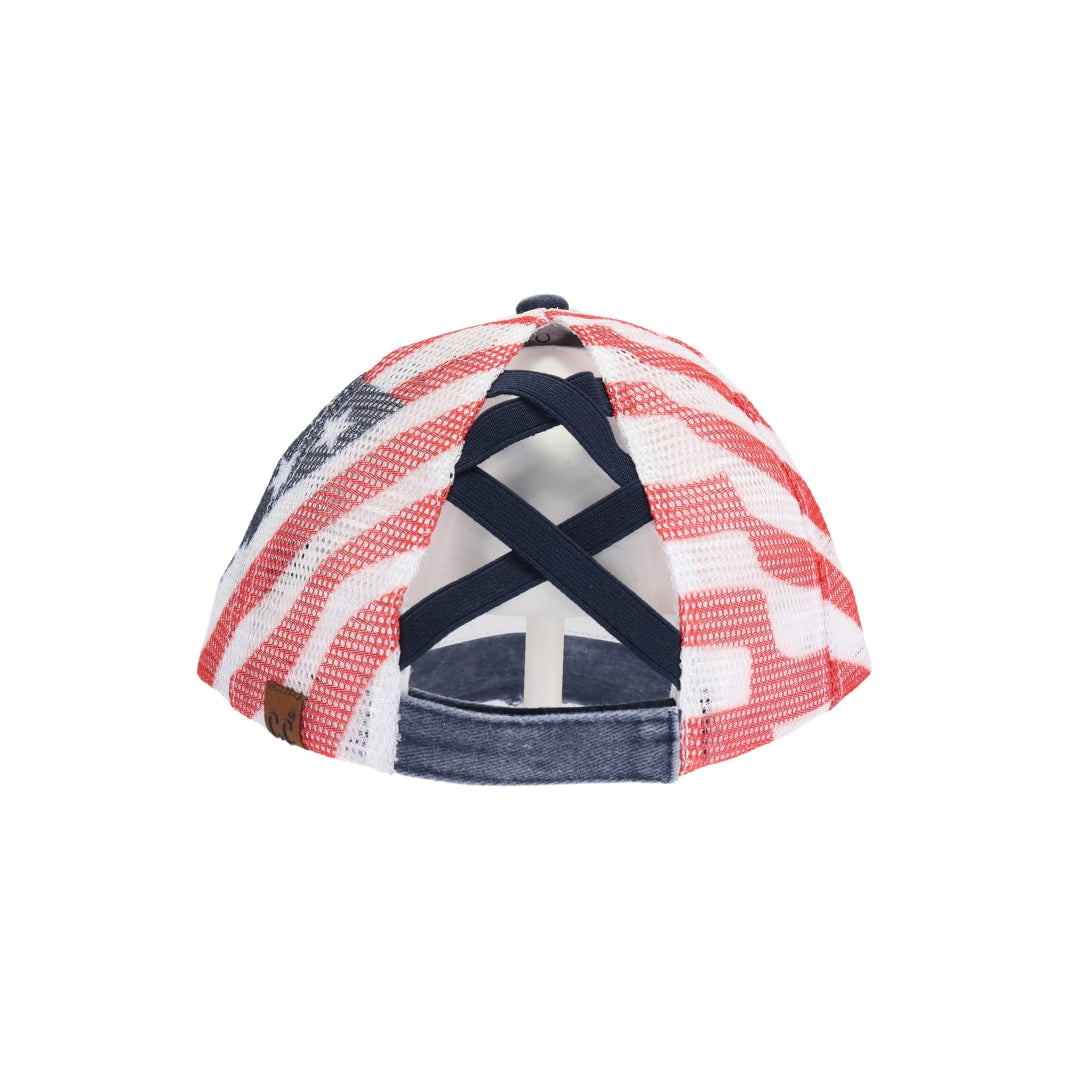 American Flag Criss Cross High Pony C.C Ball Cap BTB8060