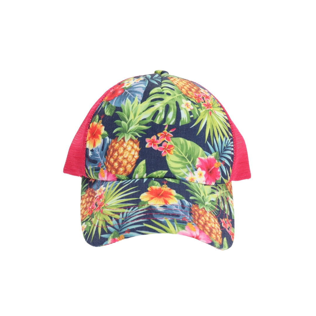 Tropical Print Criss Cross High Pony C.C Ball Cap BTB8057