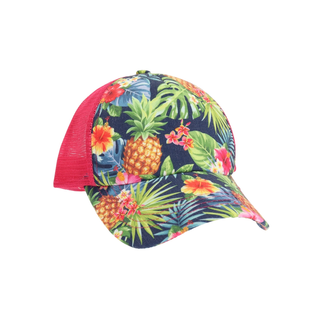 Tropical Print Criss Cross High Pony C.C Ball Cap BTB8057