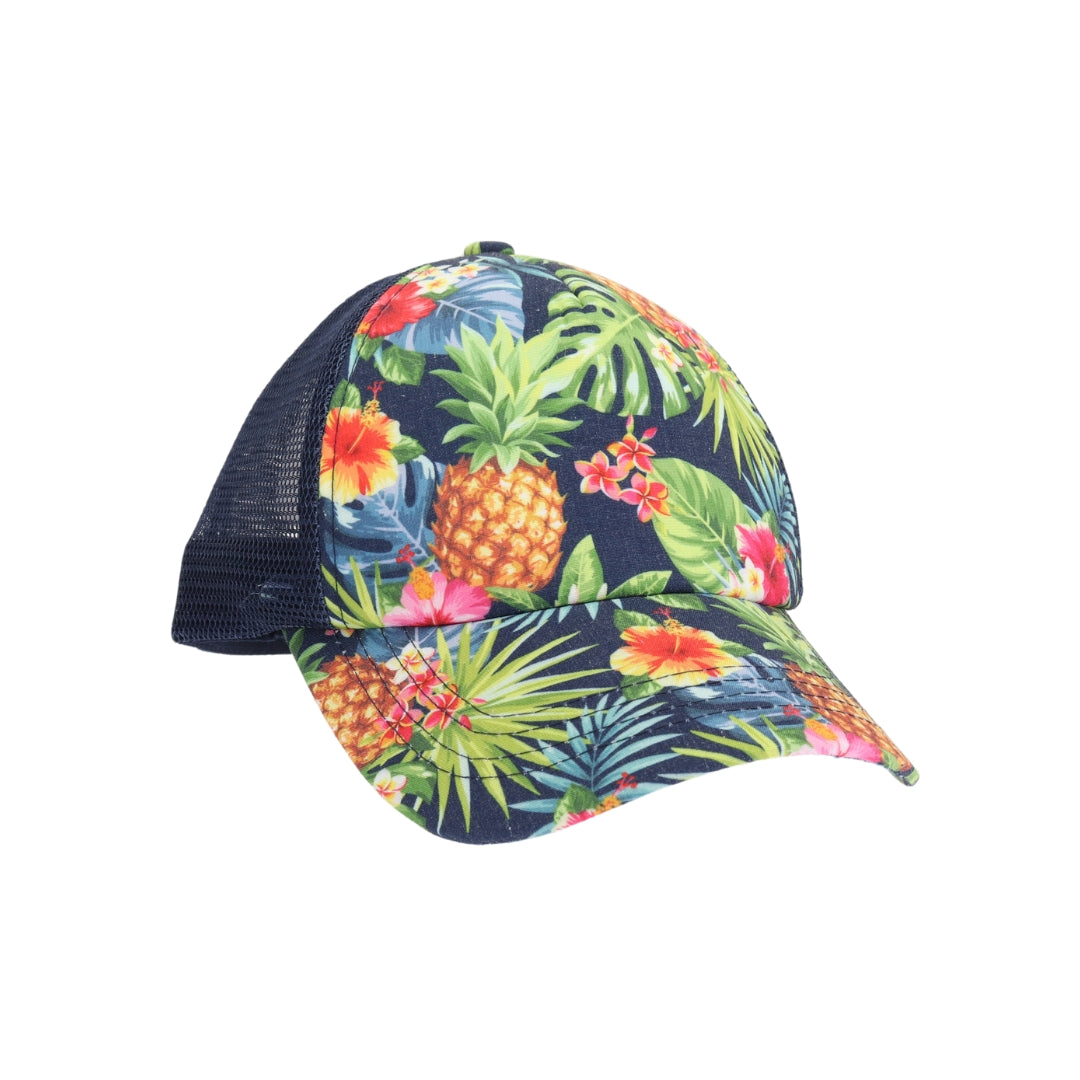 Tropical Print Criss Cross High Pony C.C Ball Cap BTB8057