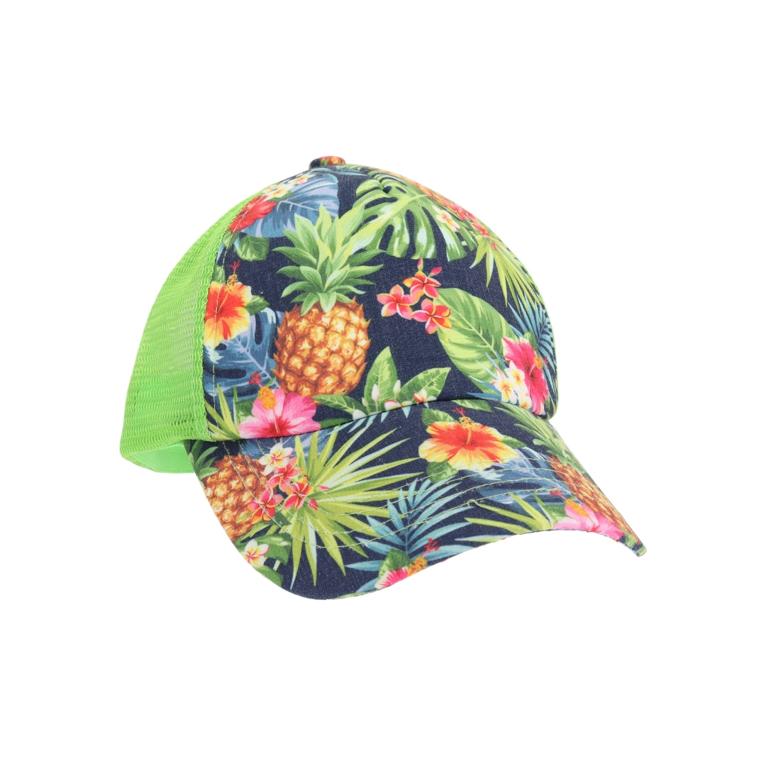 Tropical Print Criss Cross High Pony C.C Ball Cap BTB8057