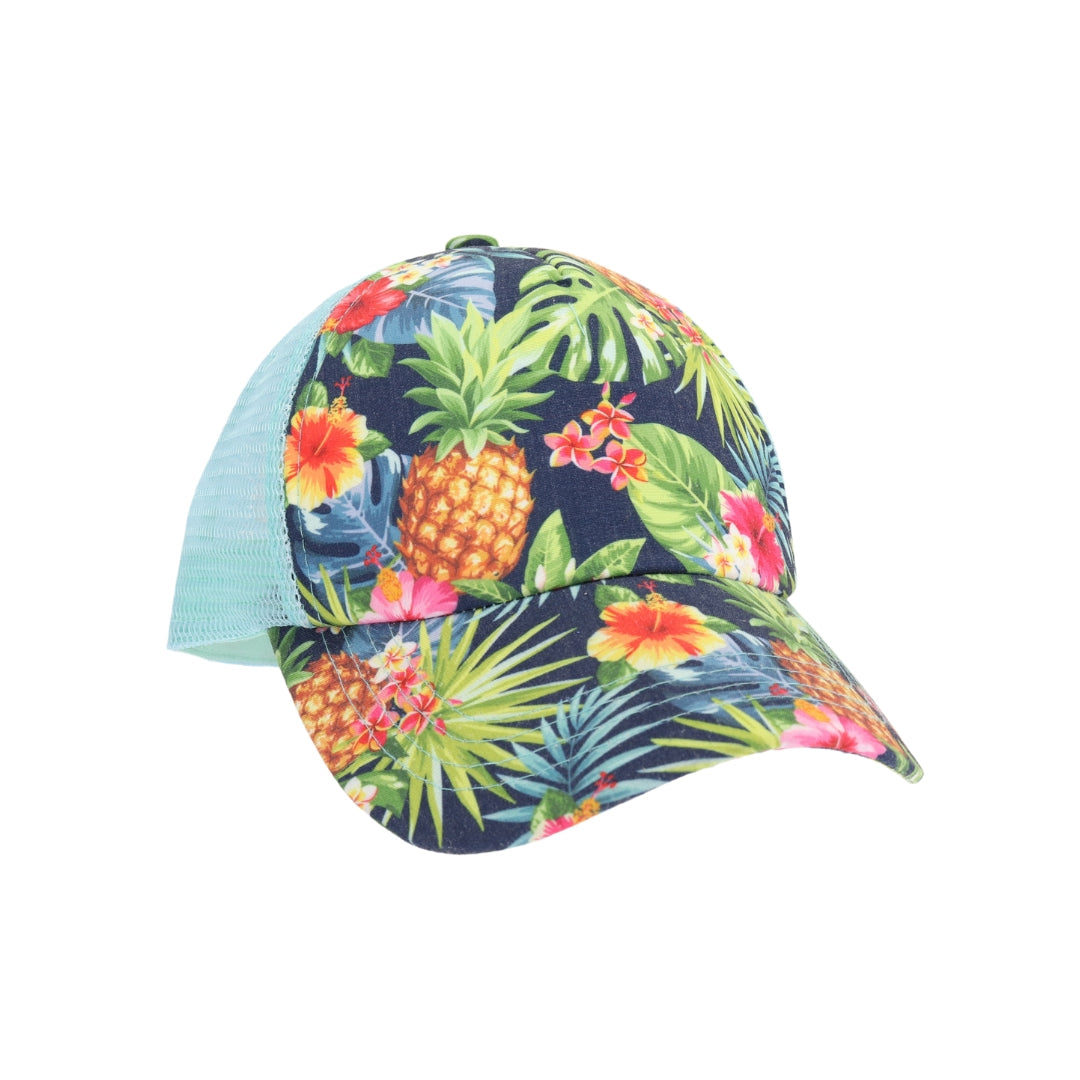 Tropical Print Criss Cross High Pony C.C Ball Cap BTB8057