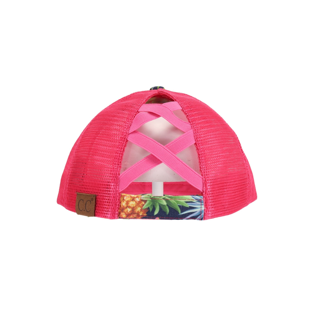 Tropical Print Criss Cross High Pony C.C Ball Cap BTB8057