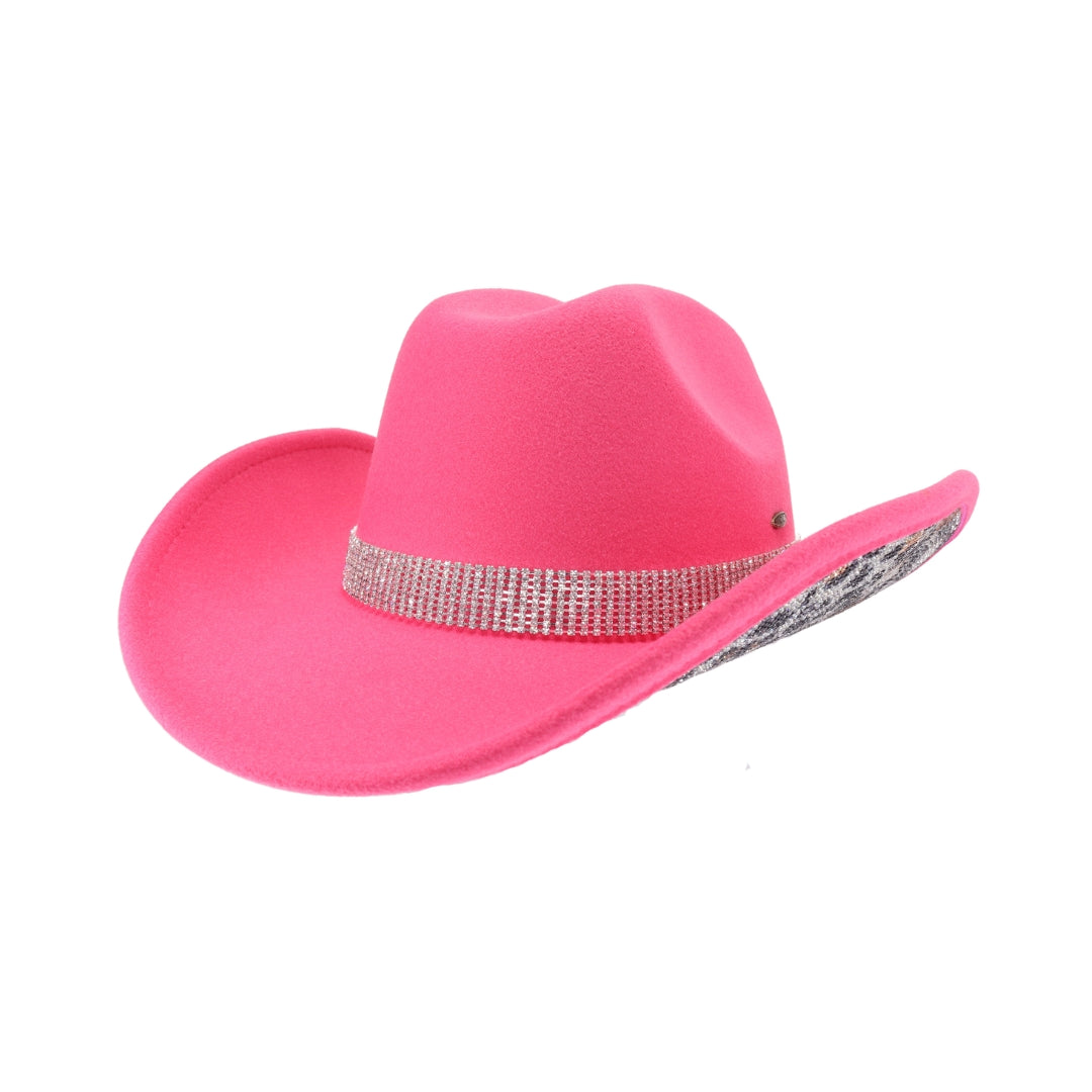 Trophy Leopard Rhinestone Vegan Felt Cowboy Hat VCC0084