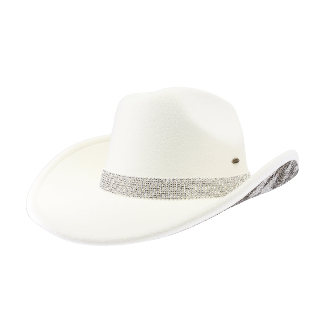 Texhoma Cow Print Rhinestone Vegan Felt Cowboy Hat VCC0083