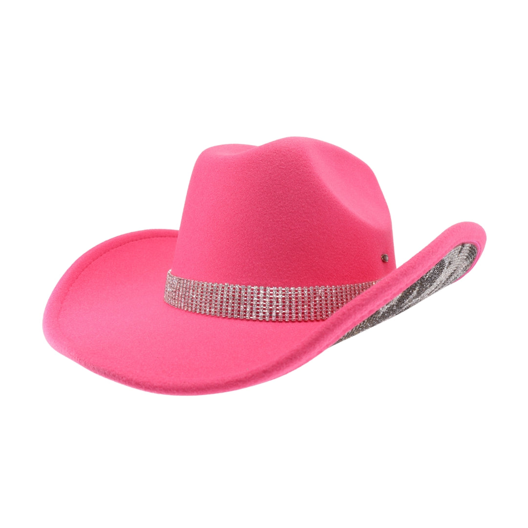 Texhoma Cow Print Rhinestone Vegan Felt Cowboy Hat VCC0083