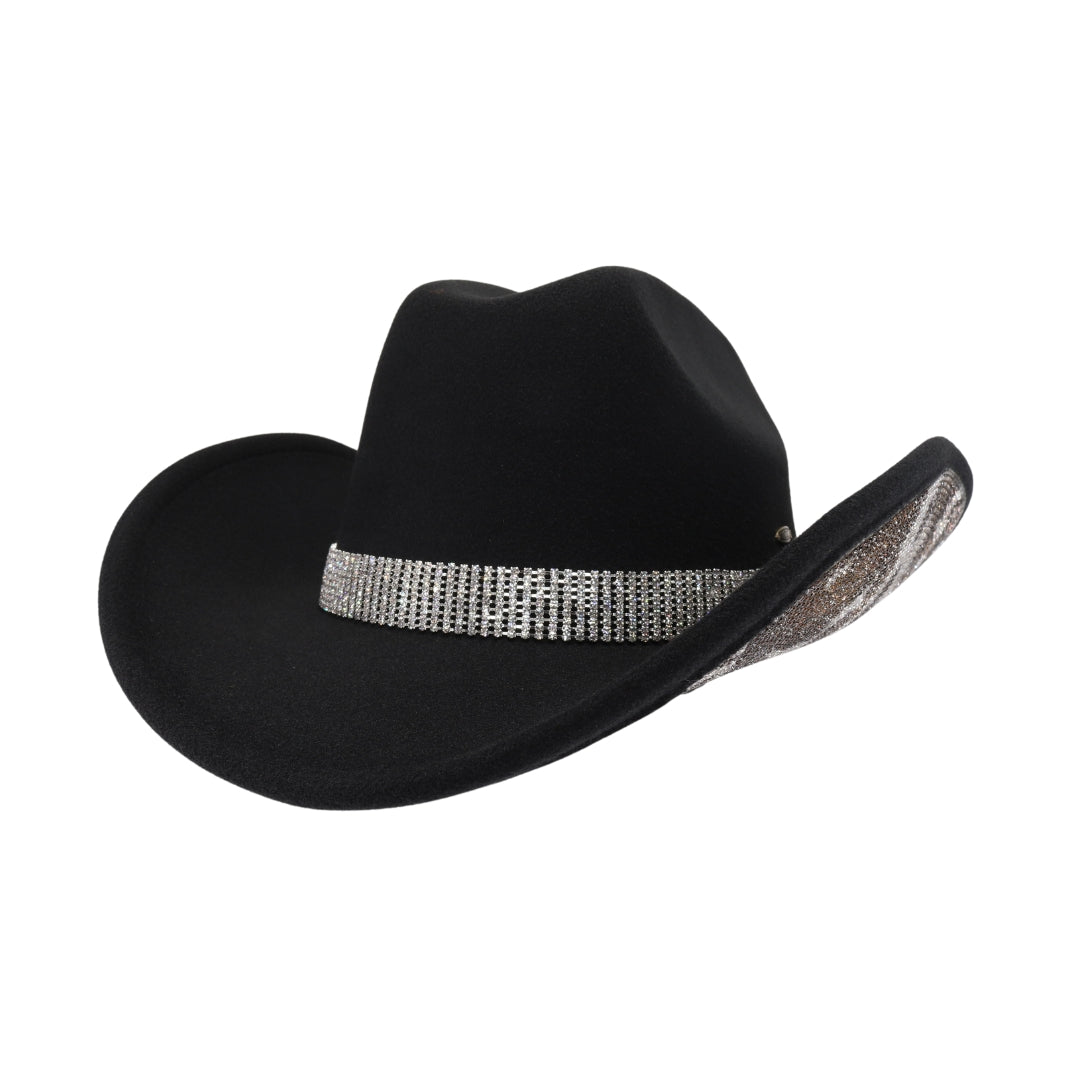 Texhoma Cow Print Rhinestone Vegan Felt Cowboy Hat VCC0083