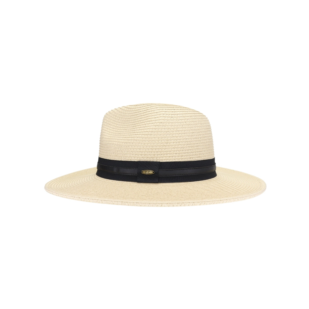 Ribbon and Leather Band C.C Panama Hat PNH0041