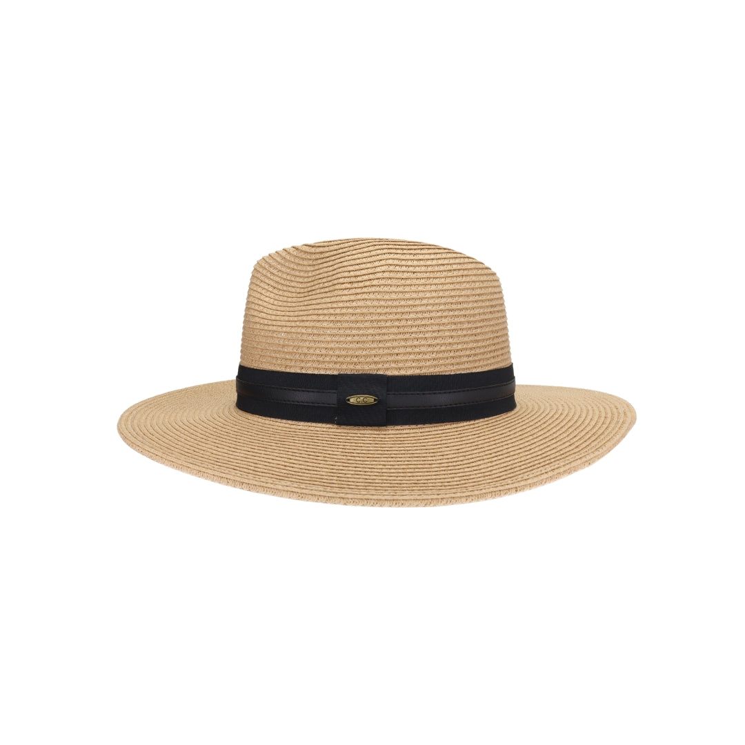 Ribbon and Leather Band C.C Panama Hat PNH0041