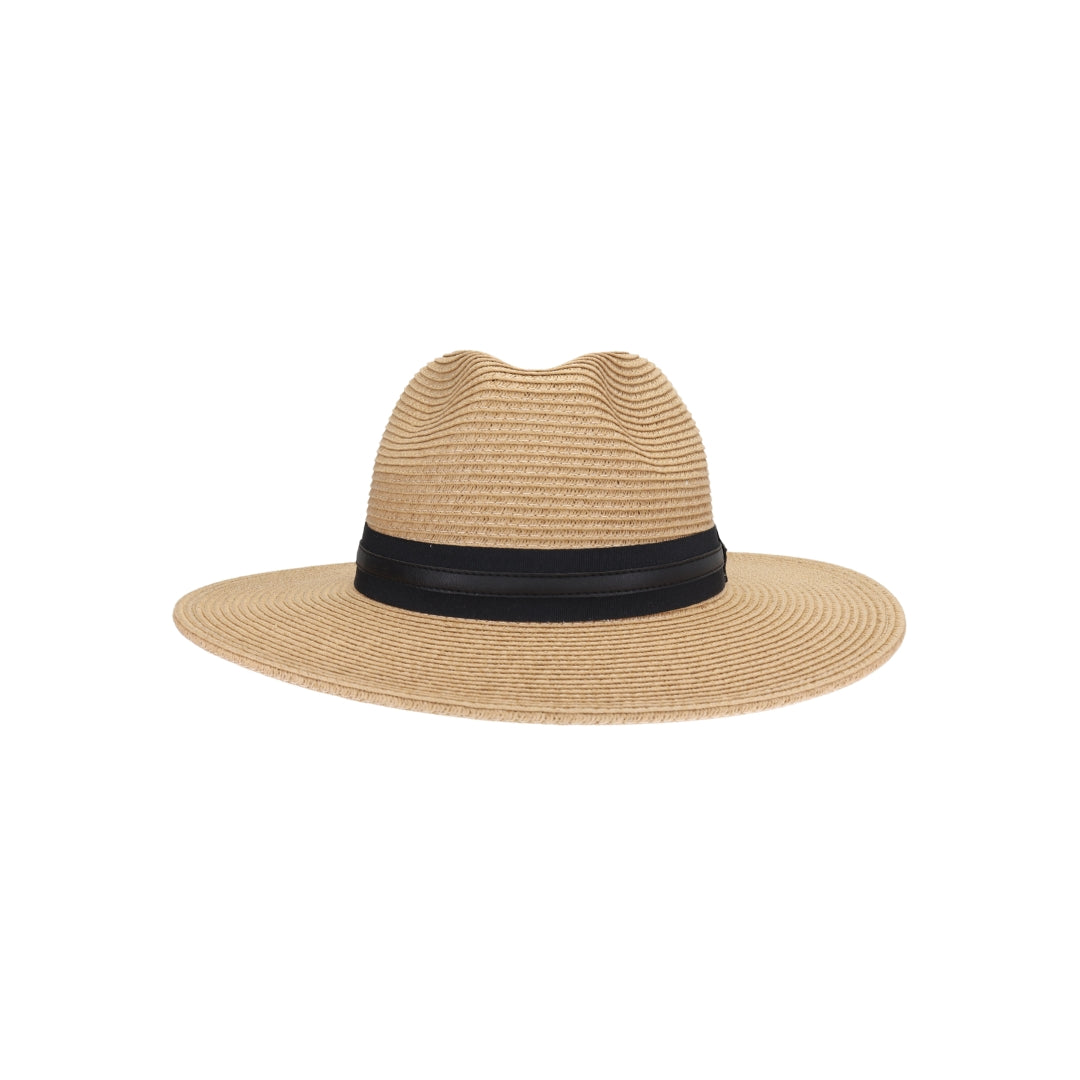 Ribbon and Leather Band C.C Panama Hat PNH0041