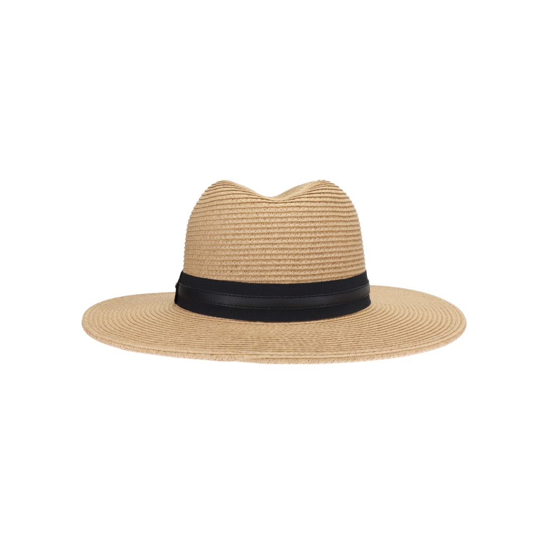 Ribbon and Leather Band C.C Panama Hat PNH0041