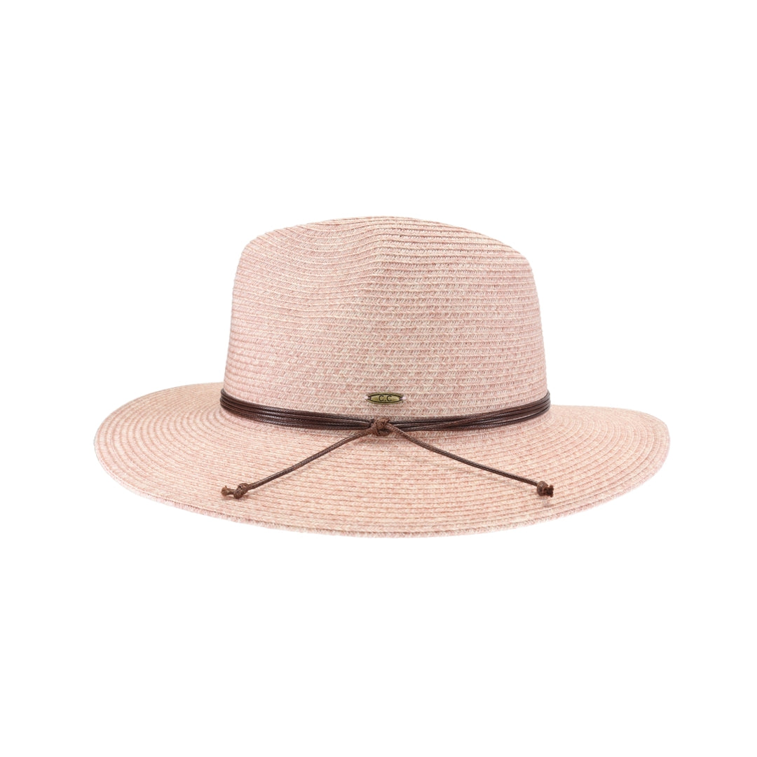 Two-tone Leather Cord C.C Panama Hat PNH0044