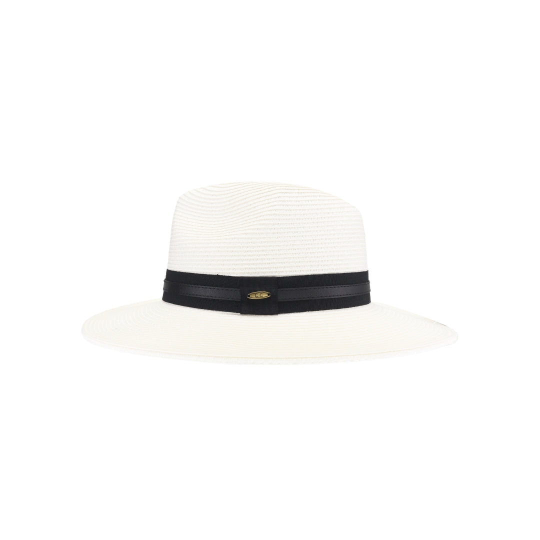 Ribbon and Leather Band C.C Panama Hat PNH0041