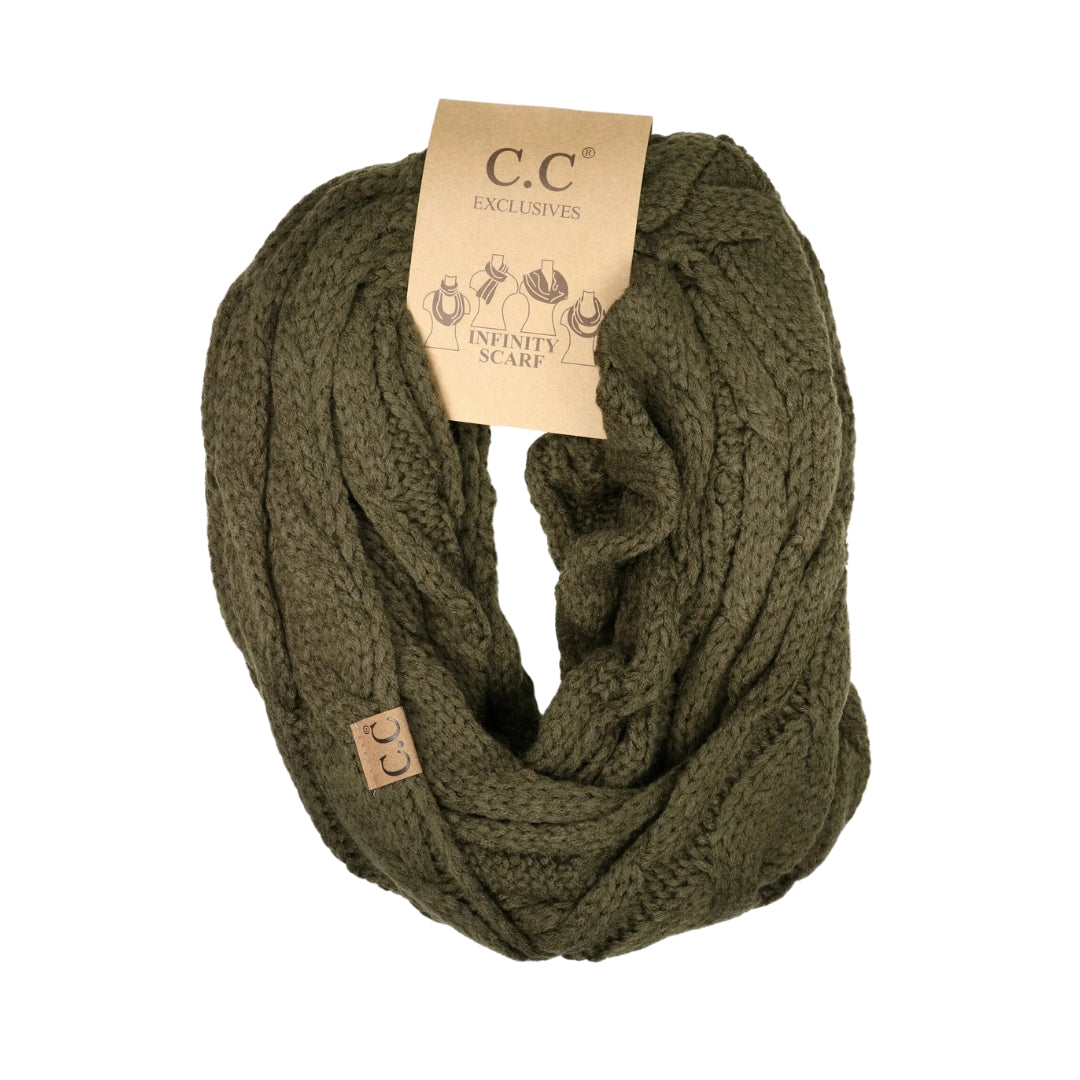 Solid Cable Knit CC Infinity Scarf SF800