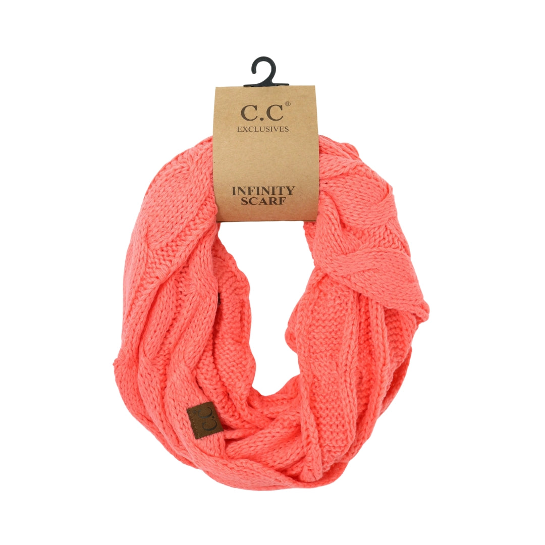 Solid Cable Knit CC Infinity Scarf SF800