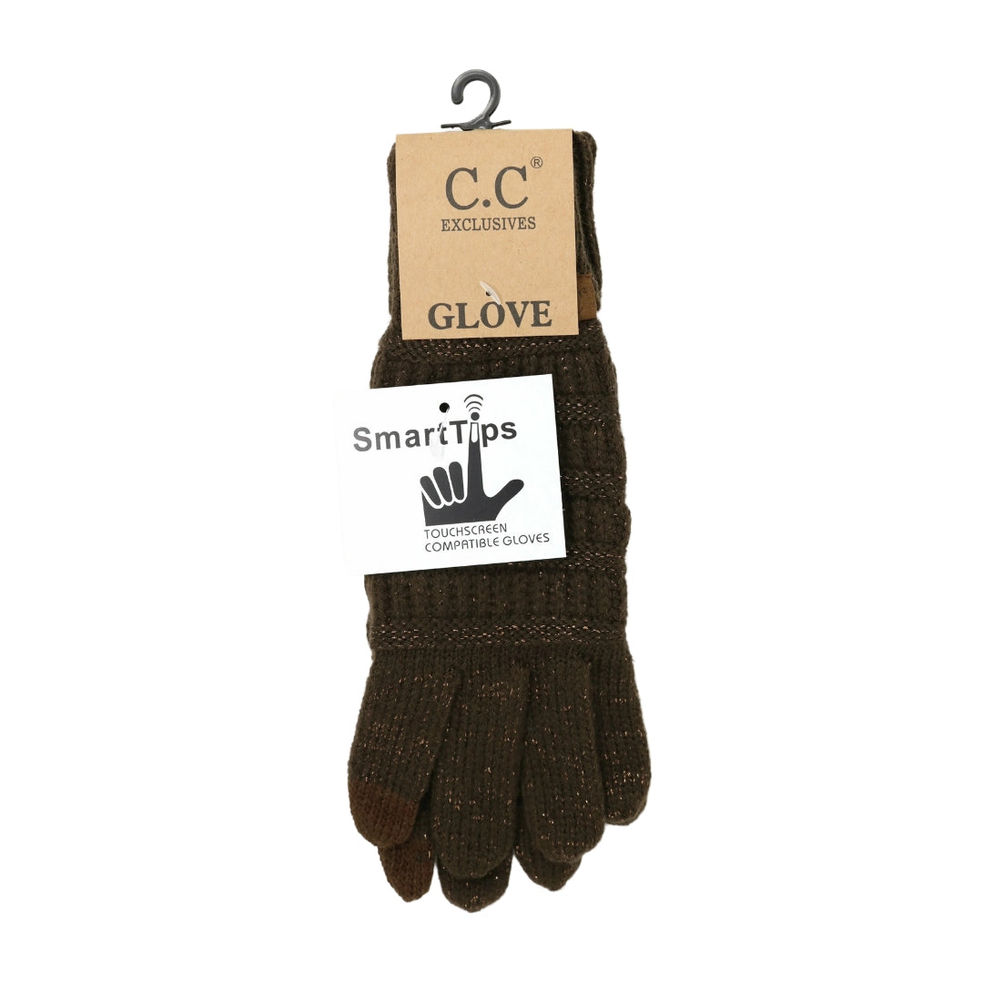 Metallic Cable Knit CC Gloves G20MET