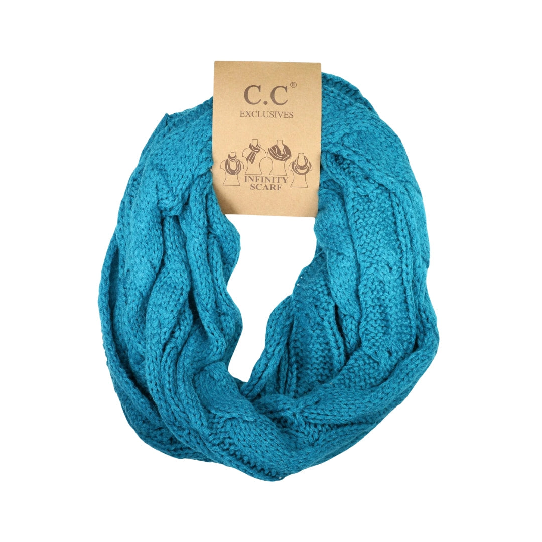 Solid Cable Knit CC Infinity Scarf SF800