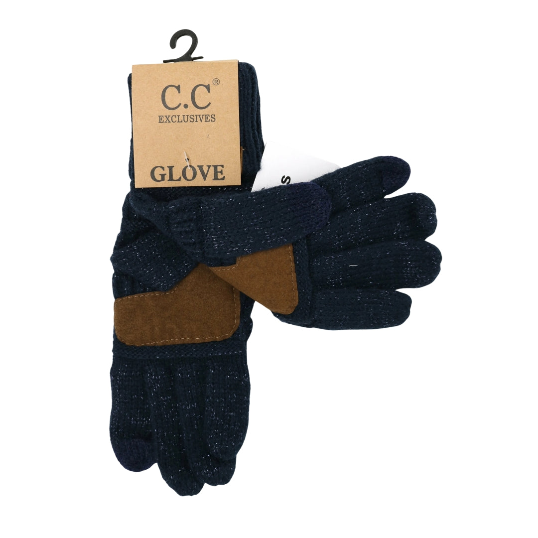 Metallic Cable Knit CC Gloves G20MET