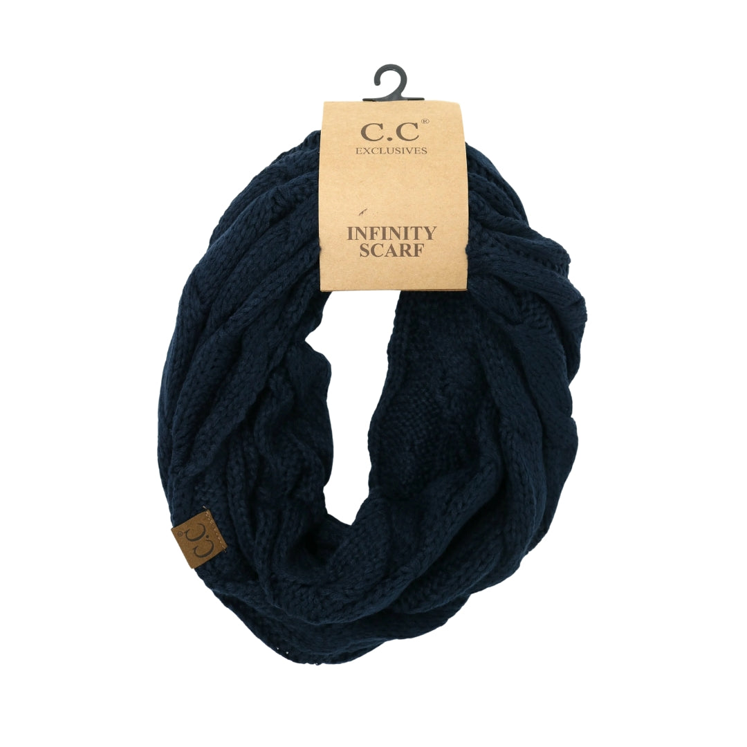 Solid Cable Knit CC Infinity Scarf SF800