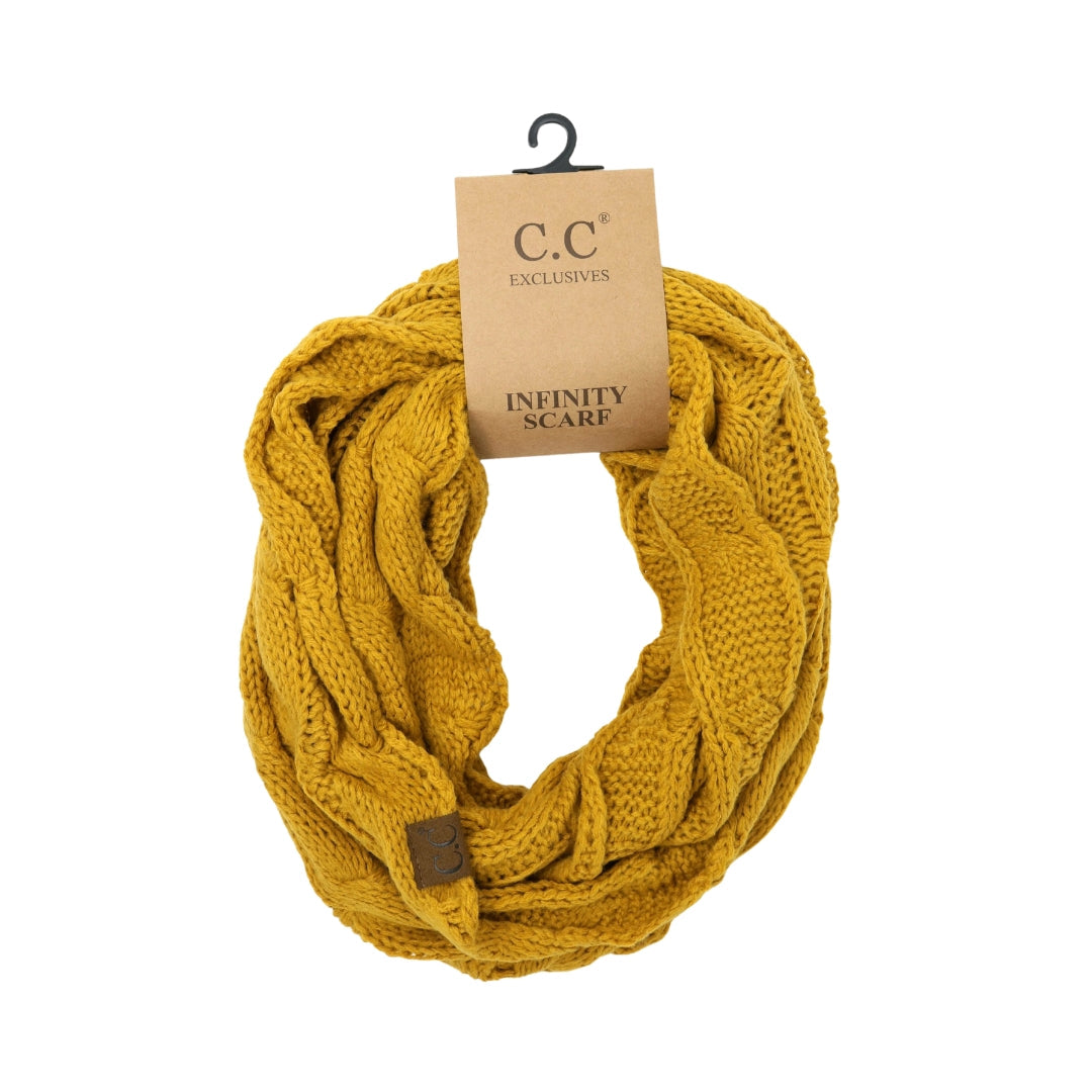 Solid Cable Knit CC Infinity Scarf SF800