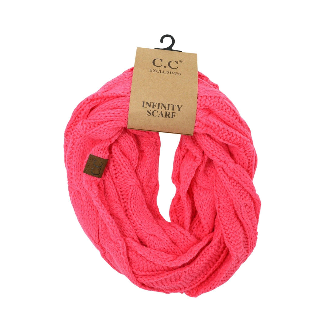 Solid Cable Knit CC Infinity Scarf SF800