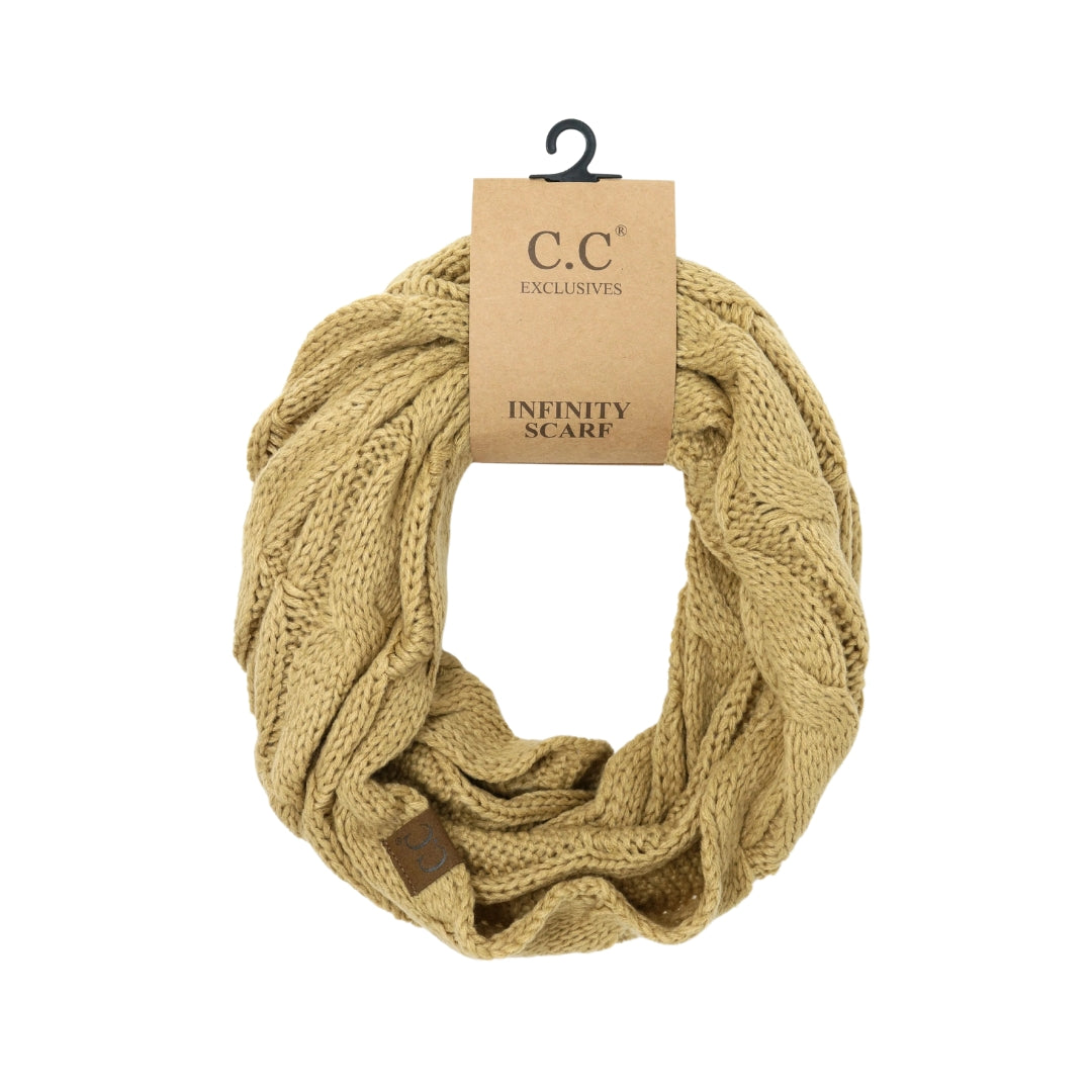 Solid Cable Knit CC Infinity Scarf SF800