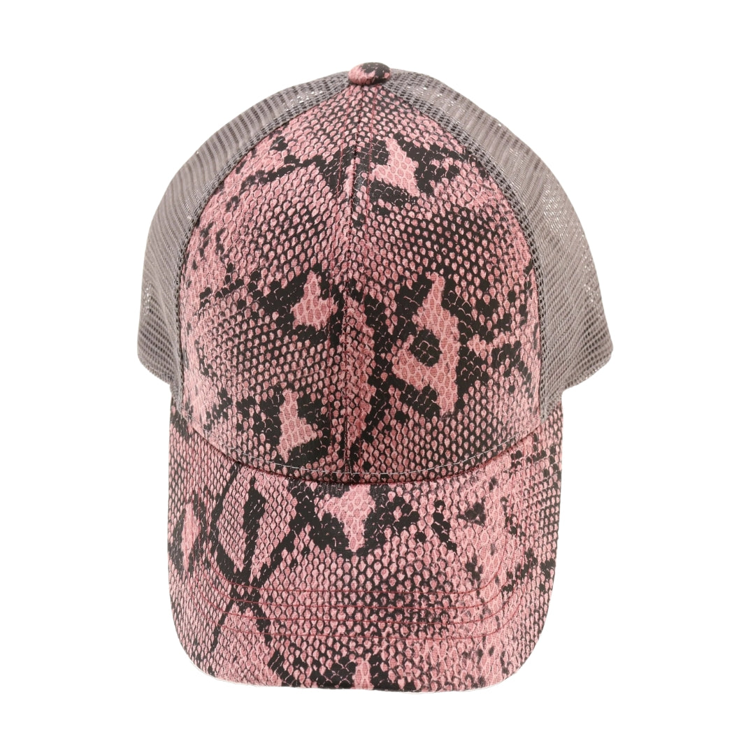 Matte Snake Print High Ponytail CC Ball Cap BT2410