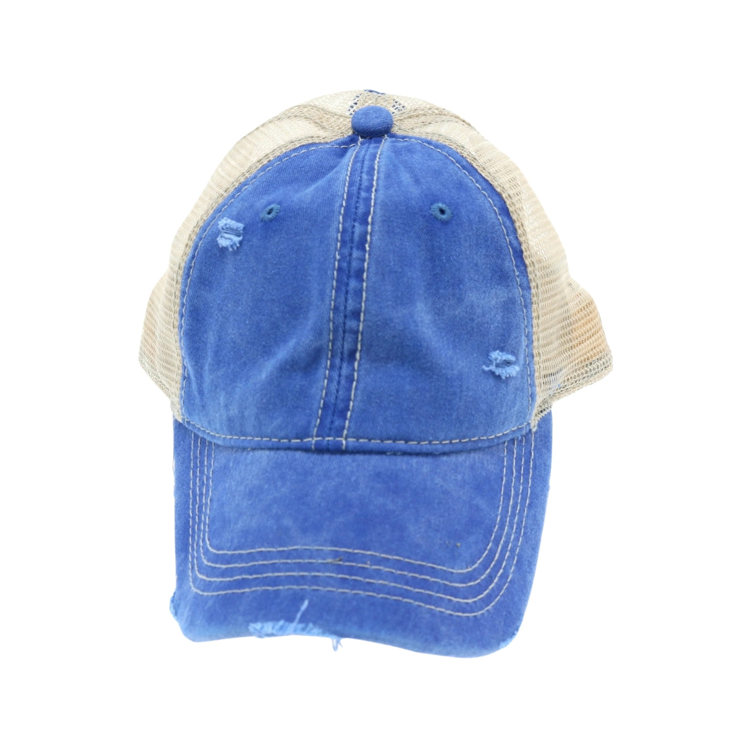 Washed Mesh Back High Pony CC Ball Cap BT12