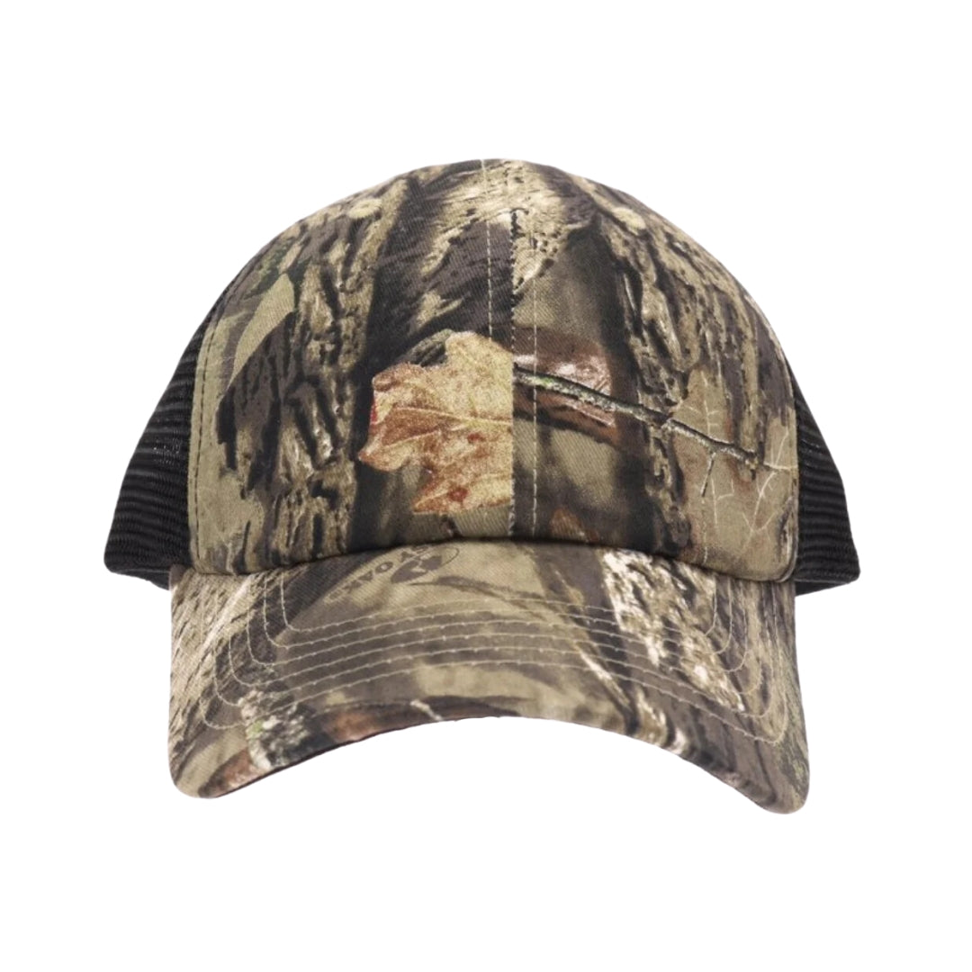 C.C MOSSY OAK™ Mini Break-Up Camouflage Criss Cross High Pony Ball Cap BT935