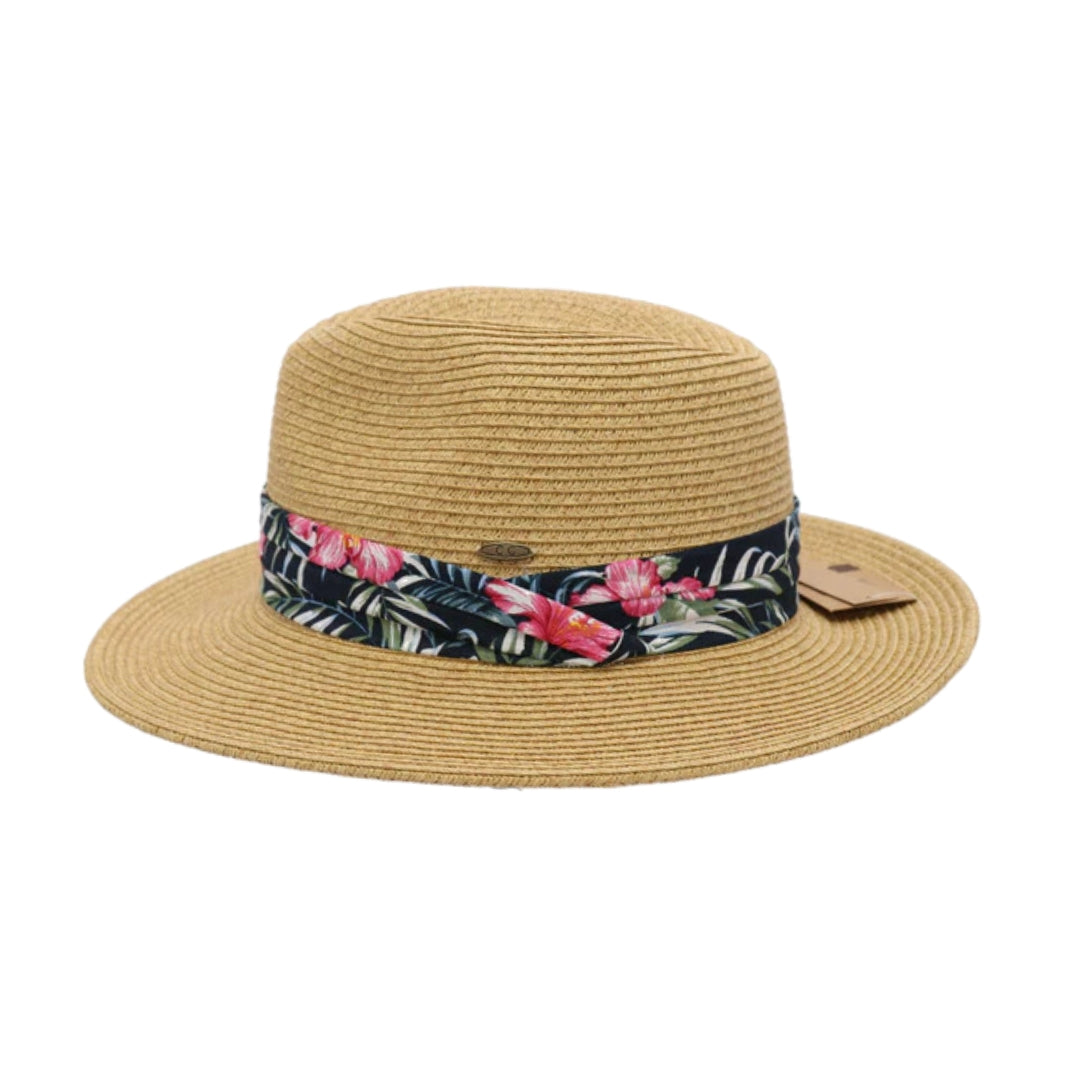 Tropical Print Banded Fedora ST820