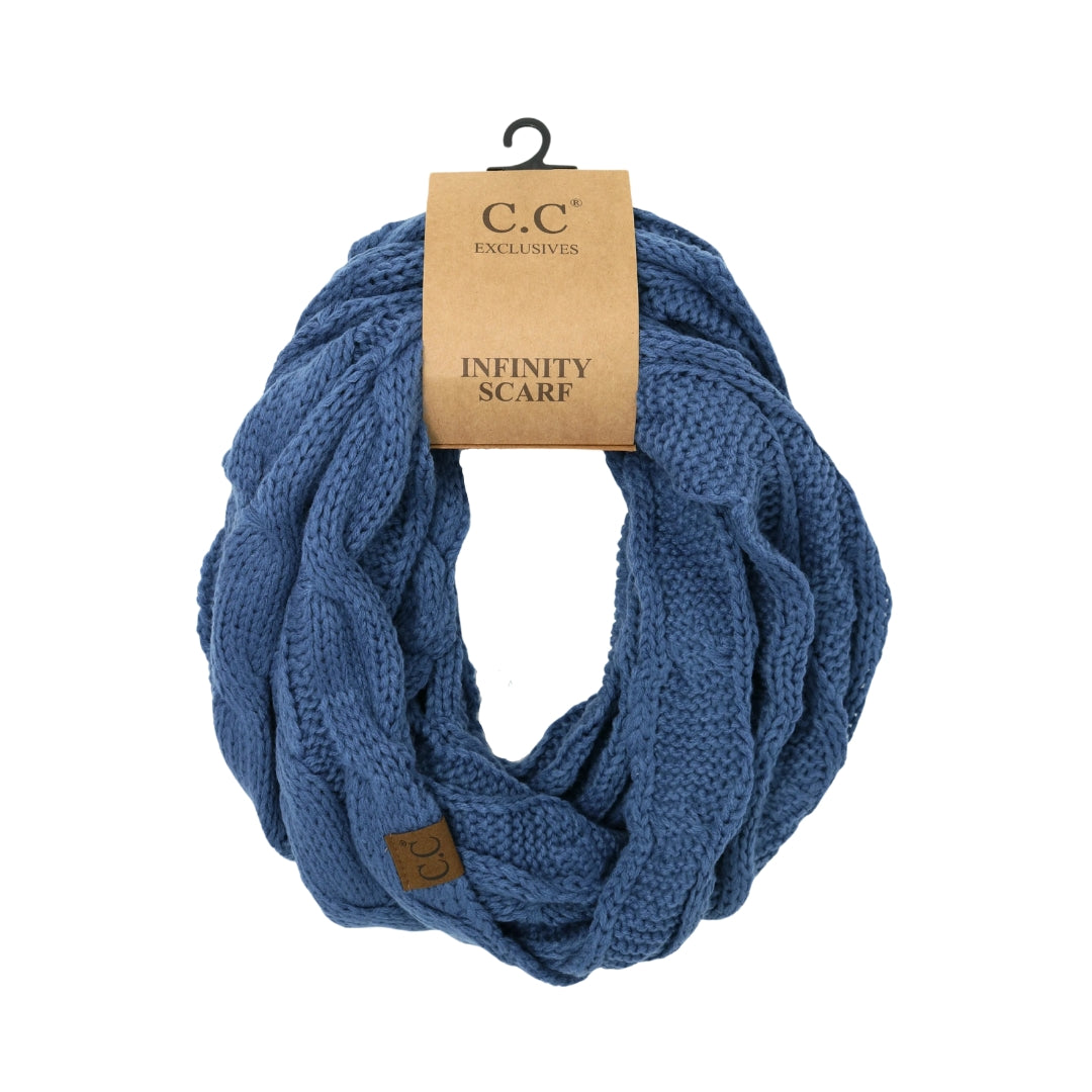 Solid Cable Knit CC Infinity Scarf SF800