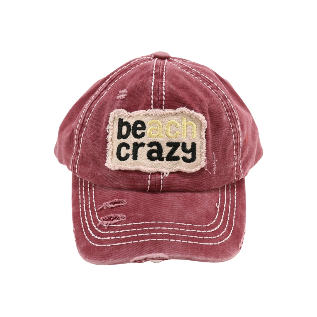 Beach Crazy Embroidered High Ponytail CC Ball Cap BT761