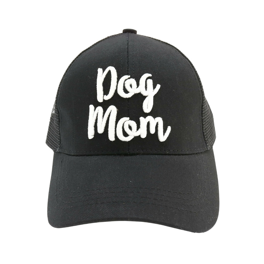 Dog Mom Embroidered Mesh Back High Ponytail CC Ball Cap BT10-DM