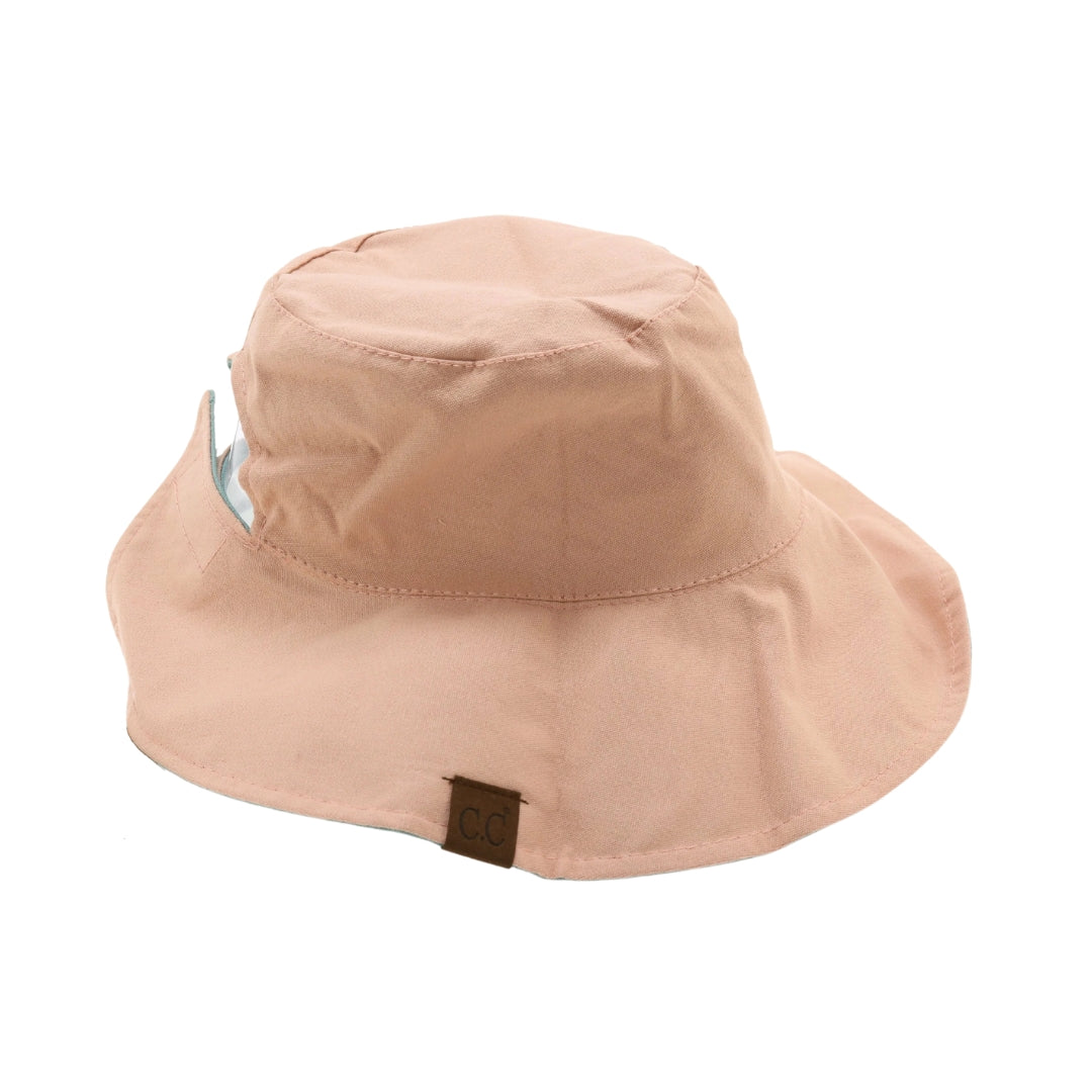 Solid Reversible Ponytail Bucket Hat ST2224