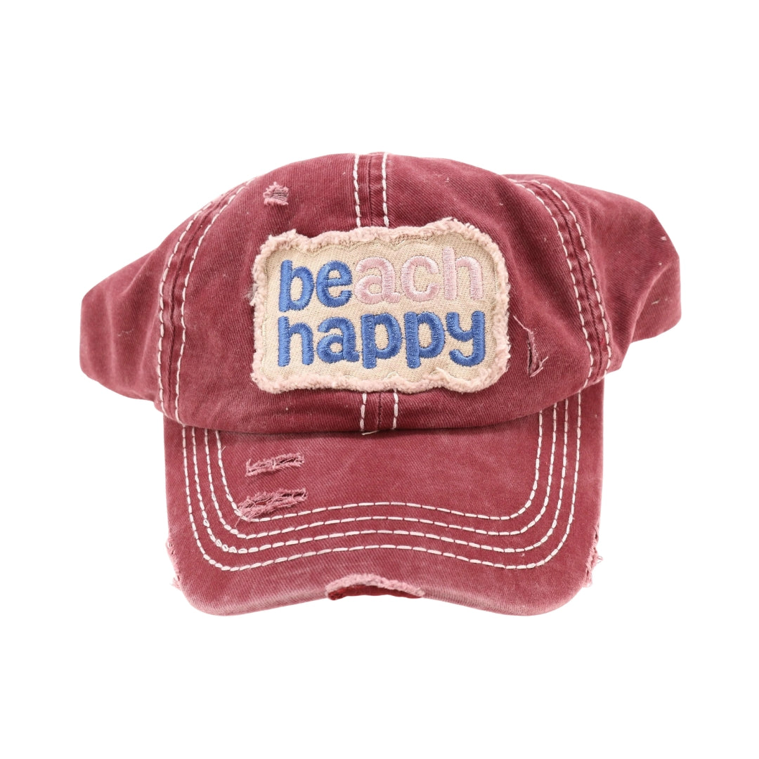 Beach Happy Embroidered High Ponytail CC Ball Cap BT762