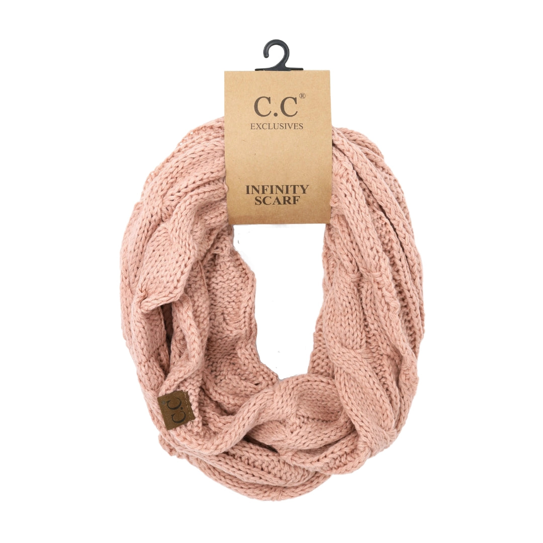 Solid Cable Knit CC Infinity Scarf SF800