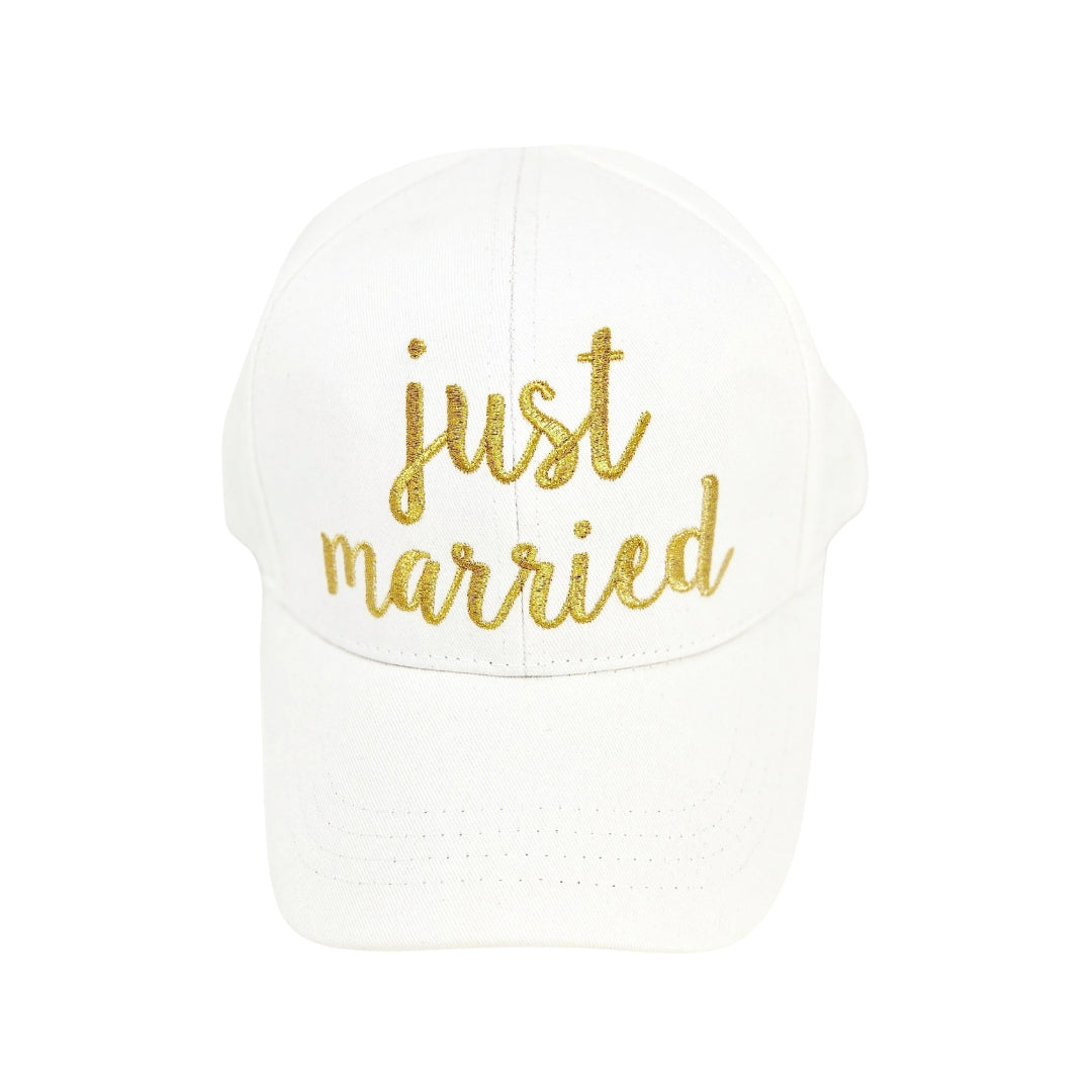 Bride/Just Married Embroidered CC Ball Cap with Lace Veil BW1