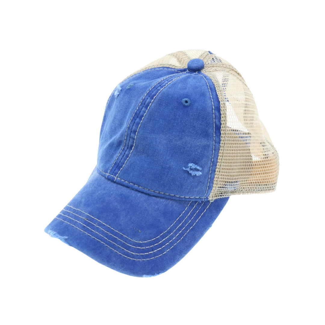 Washed Mesh Back High Pony CC Ball Cap BT12