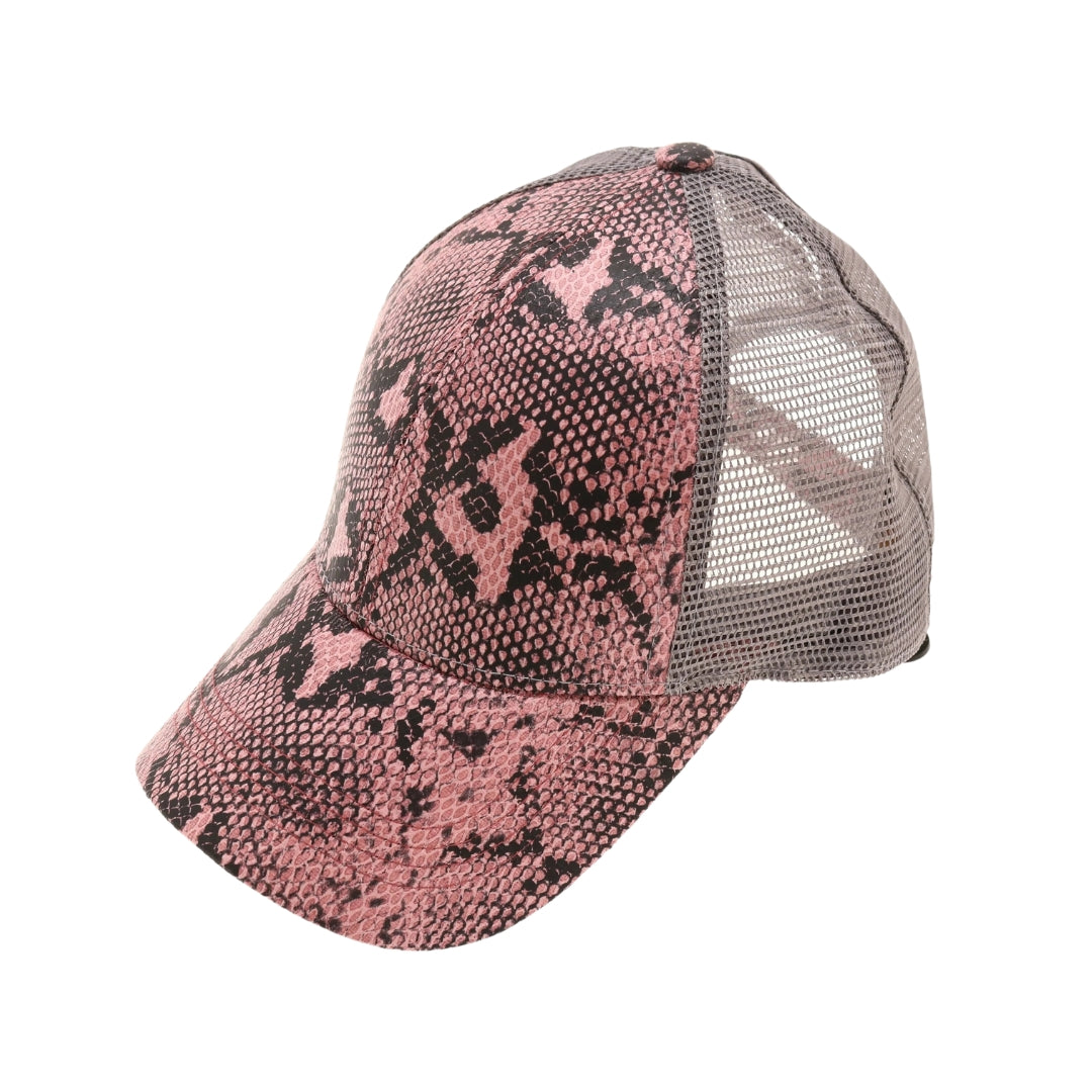 Matte Snake Print High Ponytail CC Ball Cap BT2410