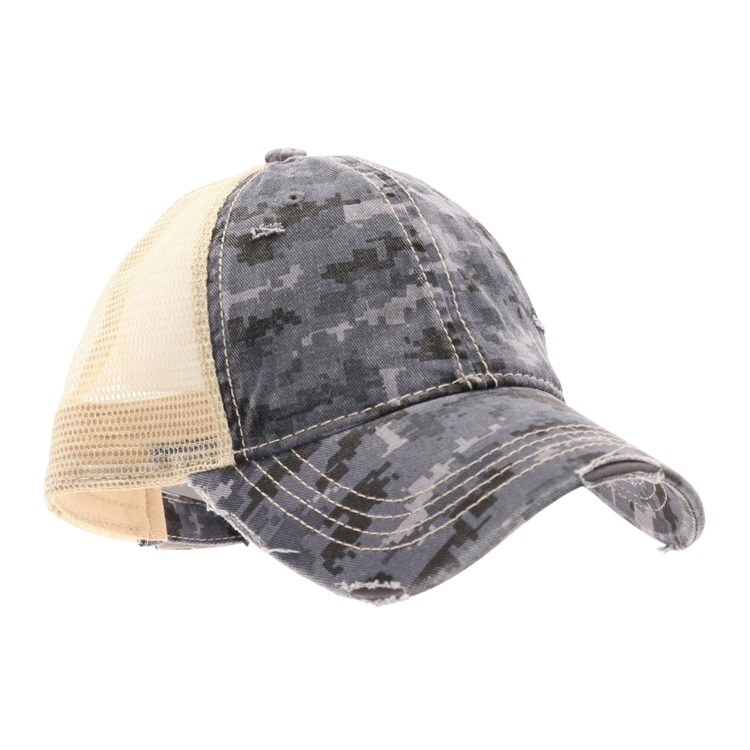 Digital Camouflage Mesh Back High Pony CC Ball Cap BT927