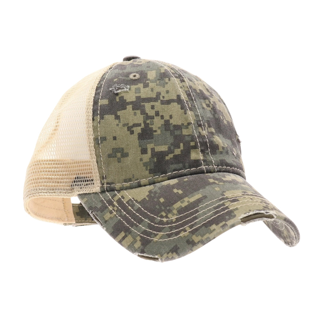 Digital Camouflage Mesh Back High Pony CC Ball Cap BT927