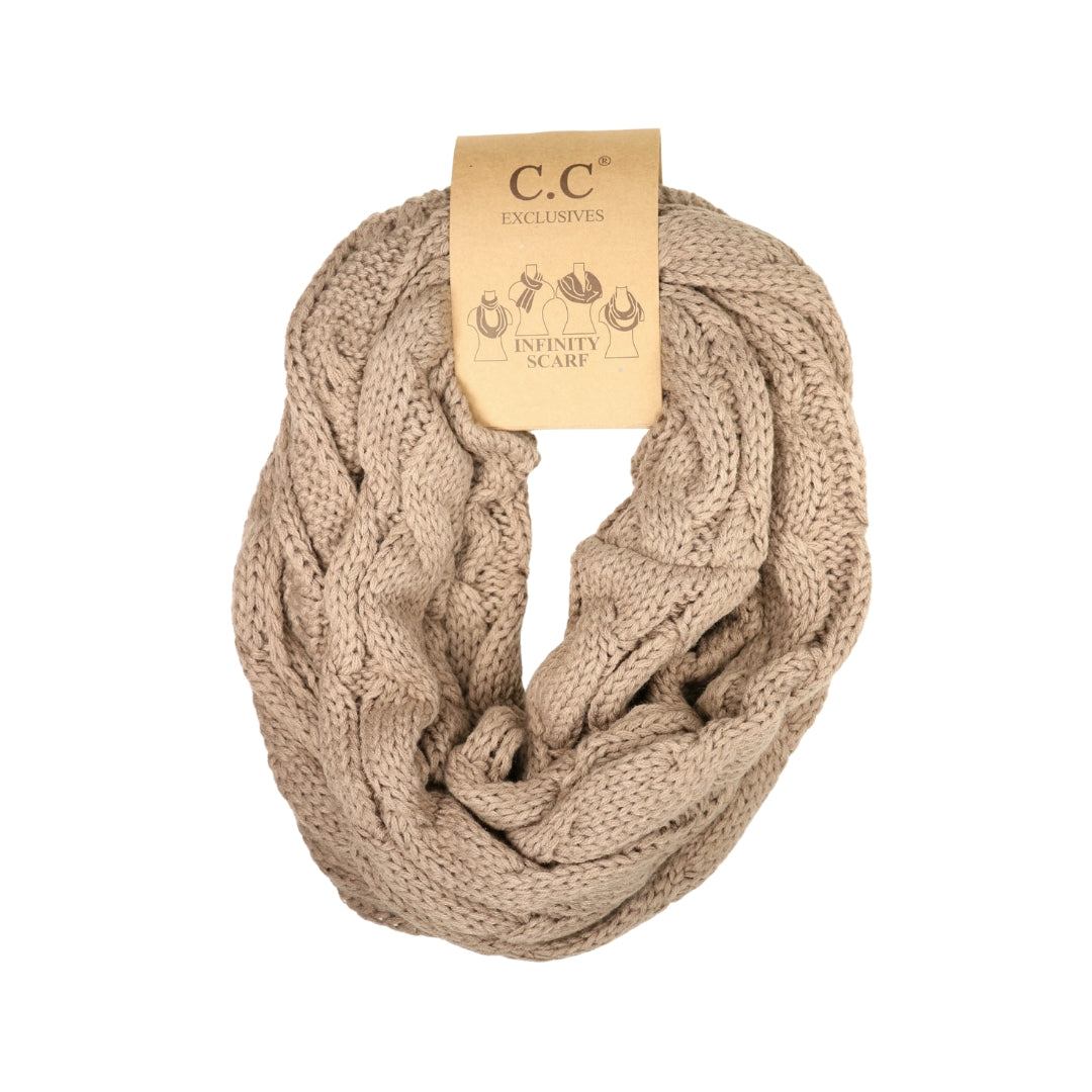 Solid Cable Knit CC Infinity Scarf SF800