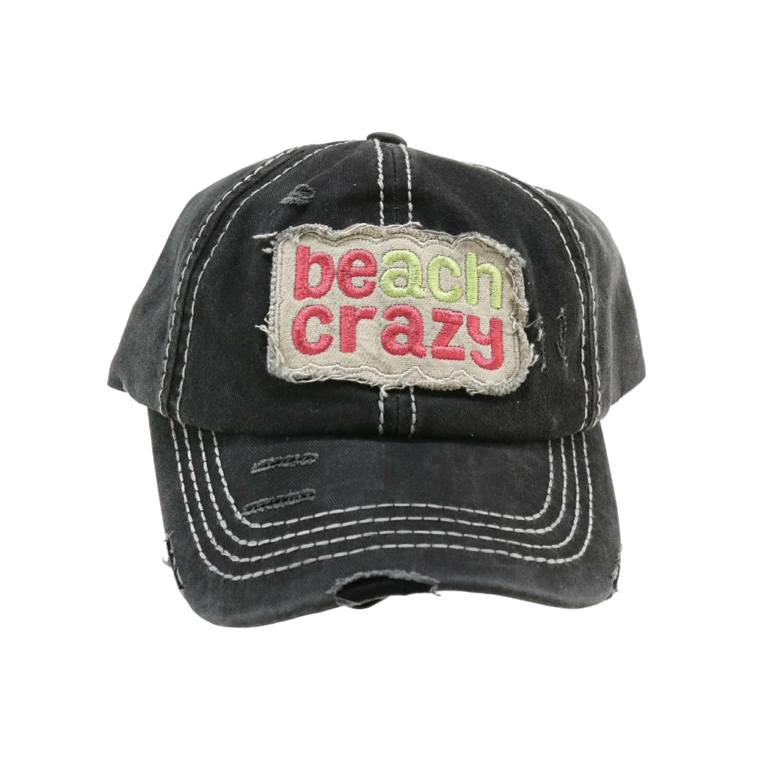 Beach Crazy Embroidered High Ponytail CC Ball Cap BT761