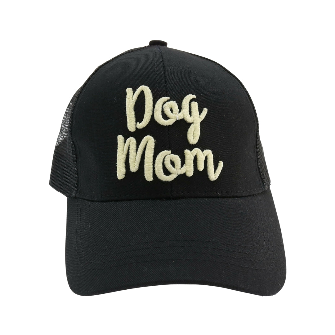 Dog Mom Embroidered Mesh Back High Ponytail CC Ball Cap BT10-DM