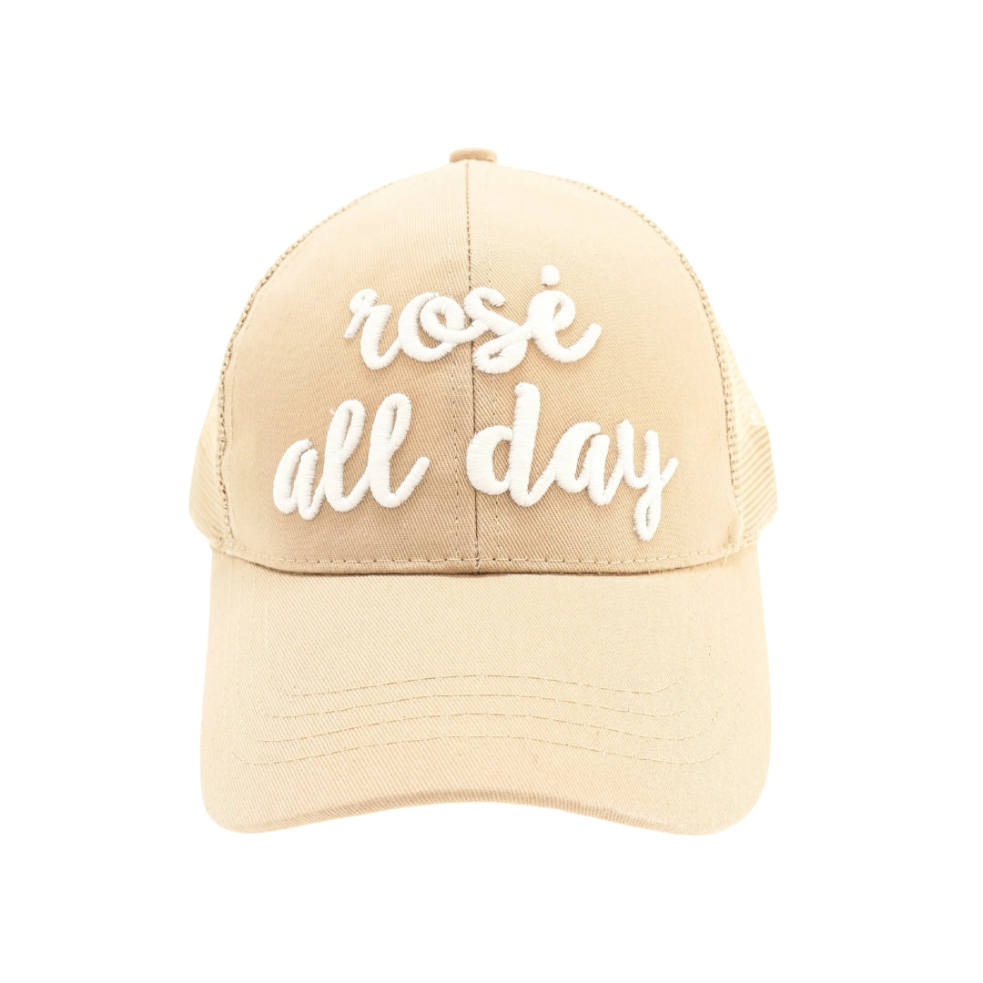 Rose All Day Embroidered High Ponytail CC Ball Cap BT10-RAD