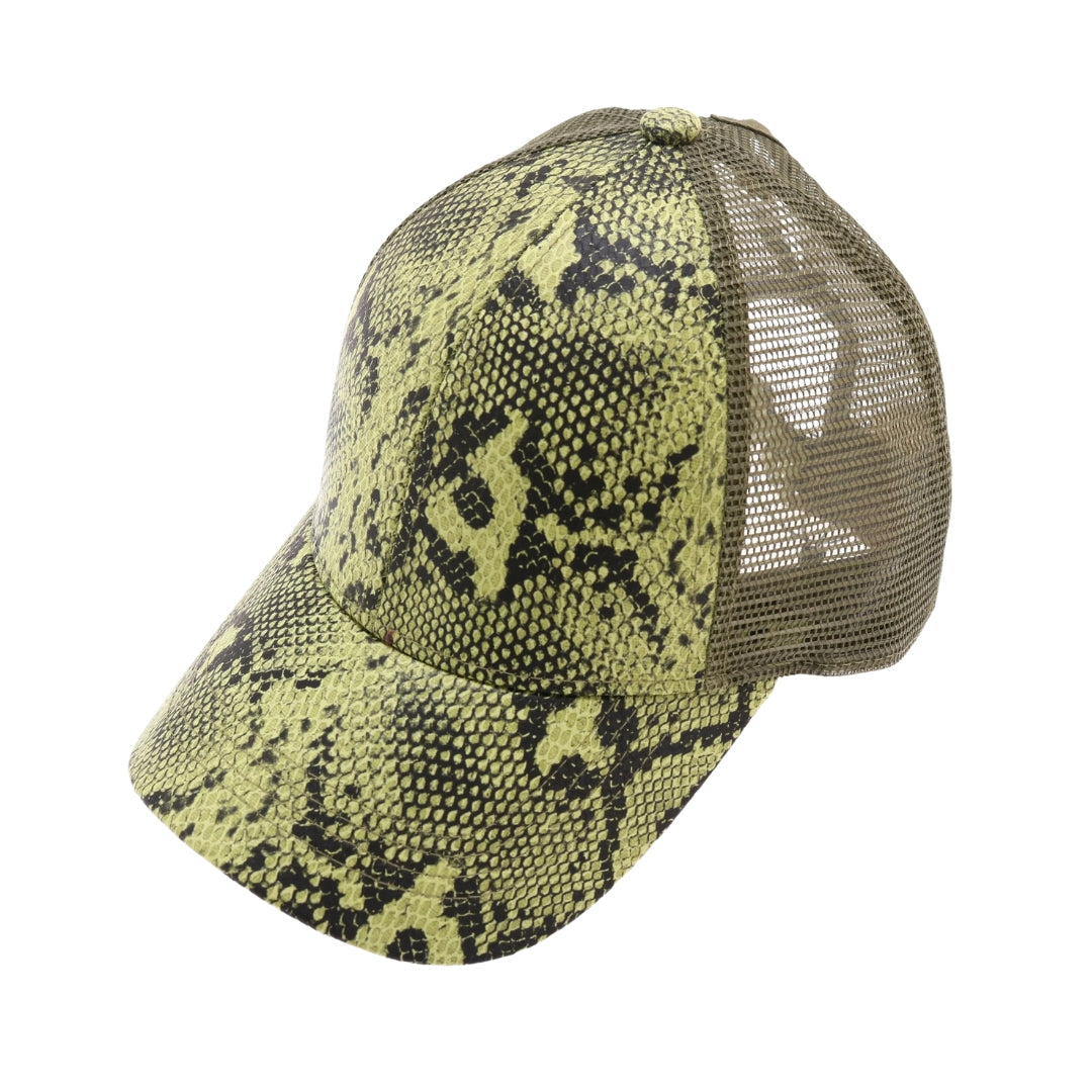 Matte Snake Print High Ponytail CC Ball Cap BT2410