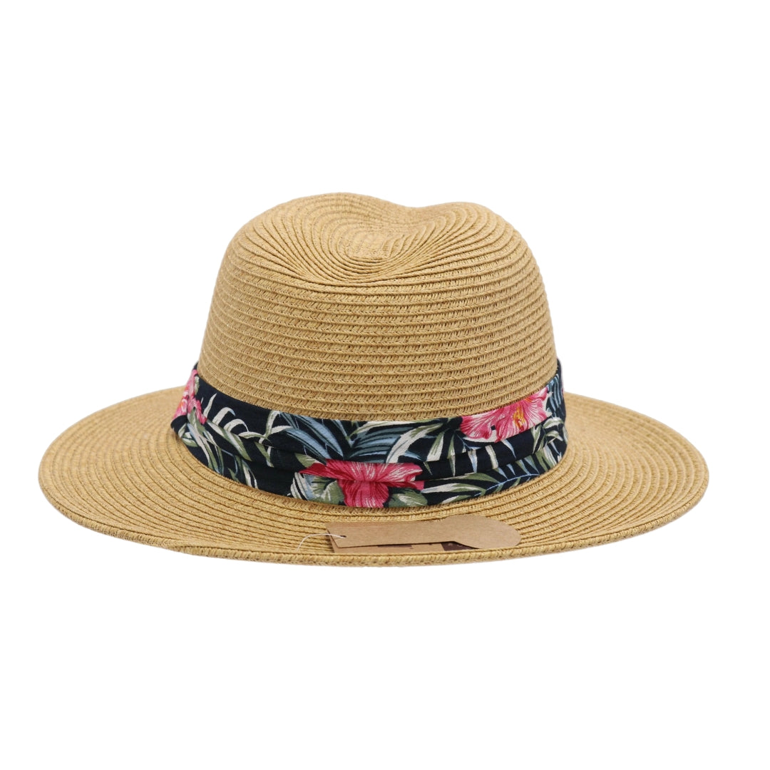 Tropical Print Banded Fedora ST820