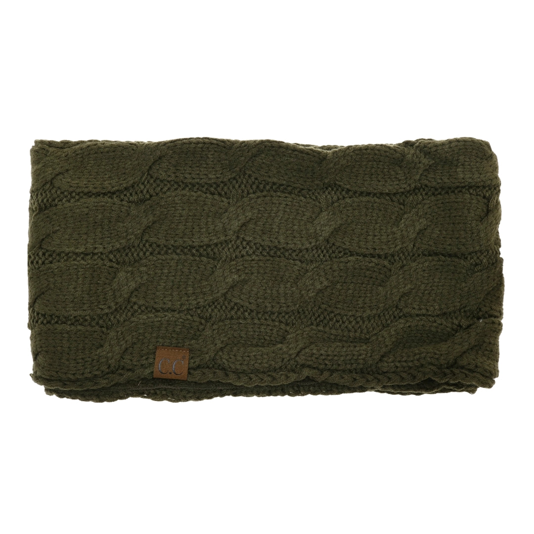 Fuzzy Lined Solid Cable Knit CC Infinity Scarf SF25