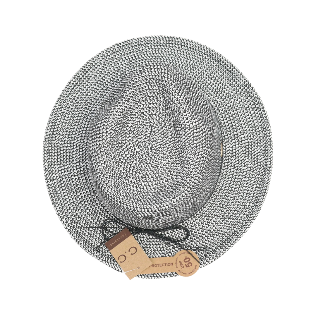 Two Tone Panama Hat with Shimmer Accent ST807